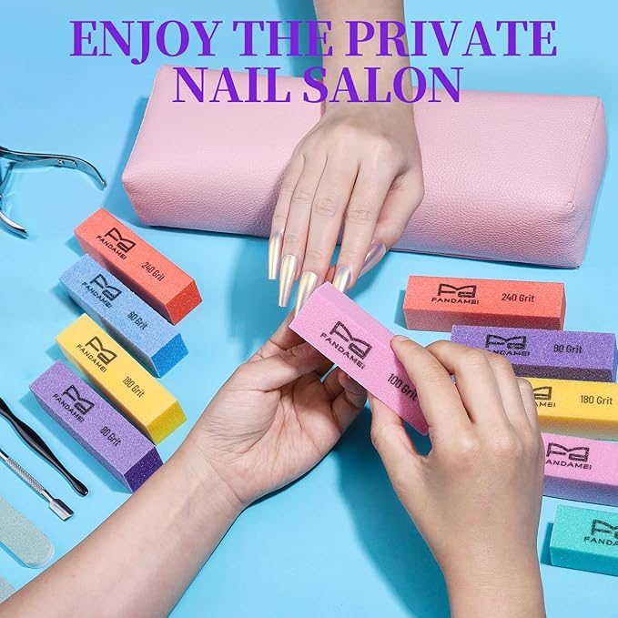 FANDAMEI Nail Buffer Block, 10 PCS Buffers for Nails with Different Grit, Nail Block Buffer, Nail Buffing Block, Buffer Nail File, Cuticle Trimmer, Nail Care Kit, Nail Tools, Manicure Tools, Nail Kit