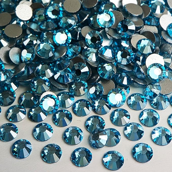 Genie Crystal SS20 Ice Aquamarine Flatback Rhinestones – 1440pcs | White-Film Coated Crystals, Non-Hotfix for Nail Art, DIY Crafts, Tumblers, Clothing