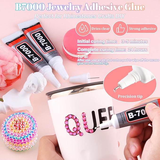 25000Pcs Hot Pink Rhinestones for Bedazzling with B7000 Jewelry Glue, Non Hotfix Flatback Gems, Crystal Resin Rhinestones for Crafting Crafts Clothing Tumblers Mugs Shoes Fabric Decor Nail Art