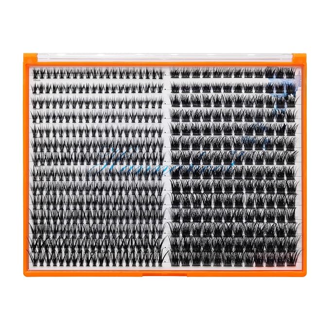28Rows,wholesale Pack Mixed 40D Wide Stem Cluster Eyelashes Kit 2 in 1 Bond&Seal+ 1pcs Tweezer Grafting D Curl Individual False Eyelashes Home DIY Eye Lashes Extensions (40DC-10-12-14-16-18MM Mix)