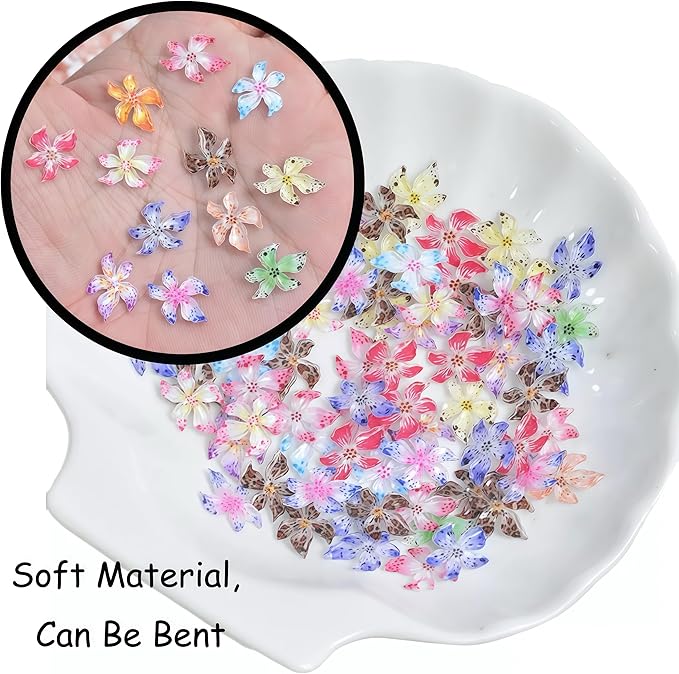 120PCS Nail Charms Alloy Sliver Butterfly Gauze Butterfly Charm Soft Crystal Flower for Nails Design，3D Y2k Nail Jewels Bulk Nail Art Decor Set