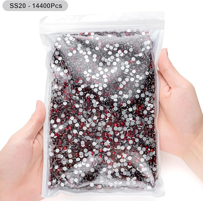 Flatback Rhinestones Bulk, 14400PCS Siam Rhinestones for Clothes DIY Decoration Crafts, Siam, SS20, 4.6-4.8mm