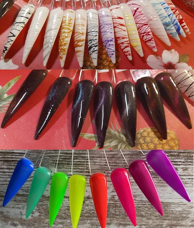 LoveOurHome 150pc Clear Nail Swatch Sticks - Long Stiletto Cofffin Almond Nails Polish Swatches Sample Nail Tester Sticks - Display Cards with Ring