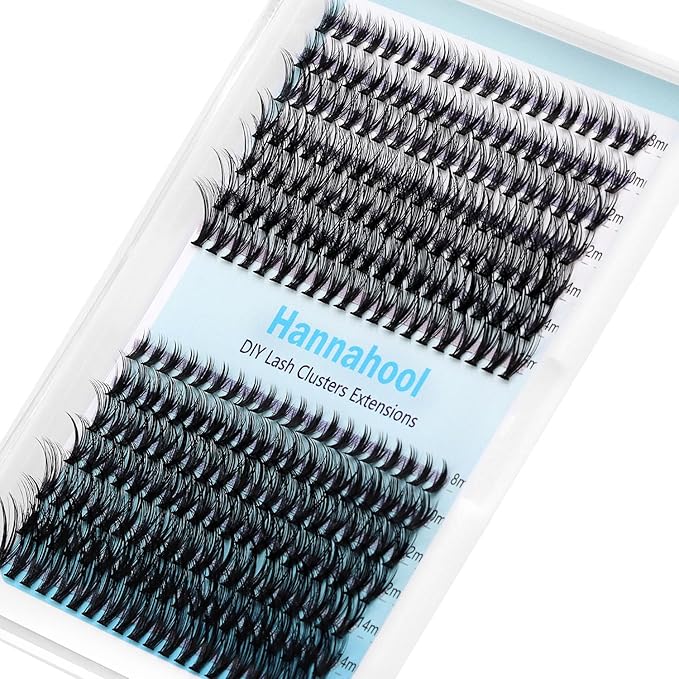 10Rows,Large Pack Grafting Mixed 10-12-14-16mm/14-16-18mm/12-14-16mm Wide Stem Cluster Eyelashes D Curl Individual False Eyelashes Home DIY Eye Lashes Extensions (20D+40D-8-16MM Kit)