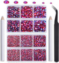 NCB Hotfix Iron on 8000pcs Crystal Rhinestones Round Gem for Crafts Decoration DIY Jewelry Making with a Tweezers and 2 Picking pens (Siam AB, 6Sizes SS4-SS30)