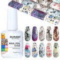 BURANO Nail Art Nail Foil Glue Gel, o.5 oz with 10PCS Foil Stickers Set Nail Foil Glue for Nails Foil Transfer Gel, Nail Design DIY UV LED Lamp Required (Animal 29)