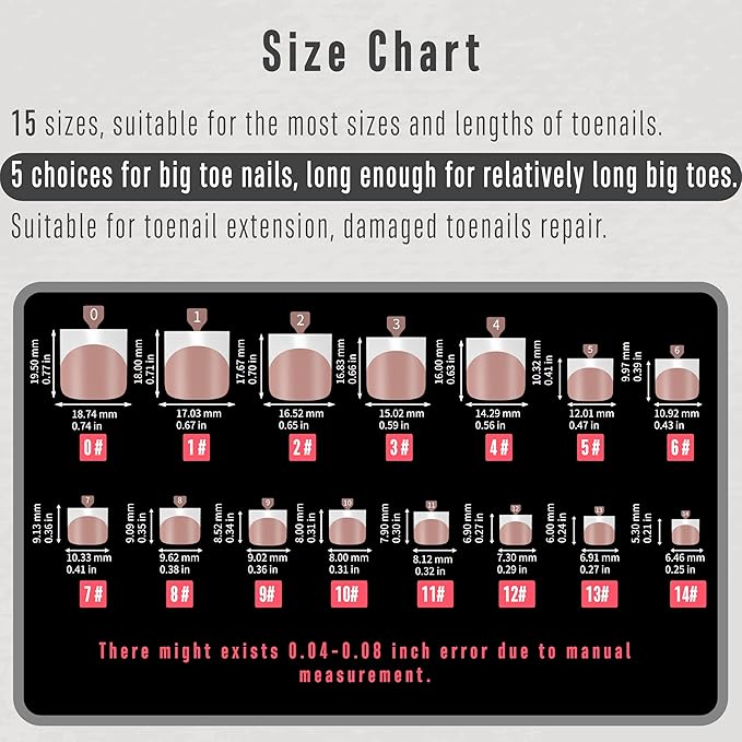 French Tip Toe Nail Tips Press on, Sharp Square Pre-Designed Soft Gel False Toenail Extension, BROWN PINK Pre-applied Tip Primer & Base Coat, Full Cover Acrylic for DIY x 15 Sizes 240 pcs
