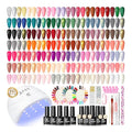 COSCELIA 60PC Gel Nail Polish Kit with U V light 55 Colors Gel Nail Polish Set 5PC Top Base Coat Glitter Rhinestones All Seasons French Manicure Starter Kit at Home Valentines Gifts for Women Girls