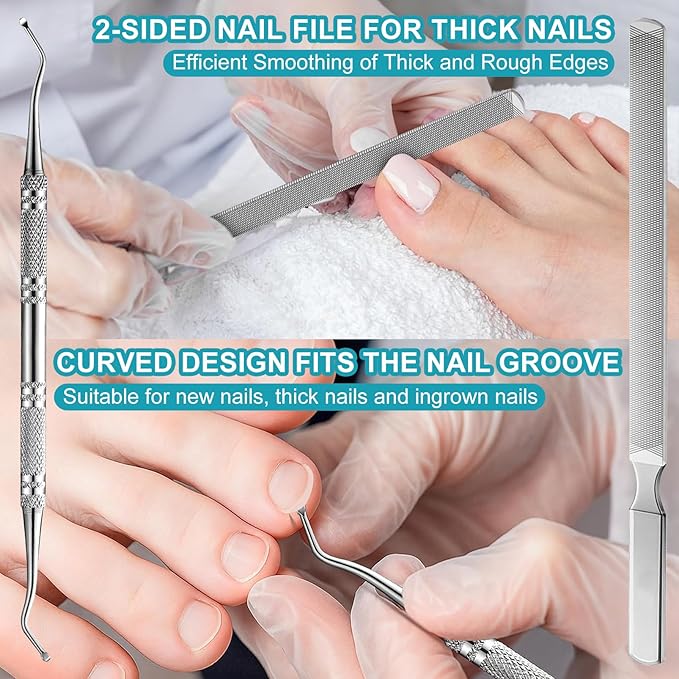 Toenail Clippers for Thick Toenails/Seniors - Heavy Duty Angled Head Nail Clippers for Men, Large Wide Jaw Ingrown Toenail Clippers, Long Handle Sharp (5pcs)