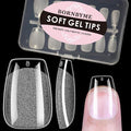 Short Coffin Soft Gel Nail Tips,120PCS Pre Buff Full Cover Shaped Nail Extenison Tips Half Matte Gel X Nail Tips Acrylic False Nail Tips