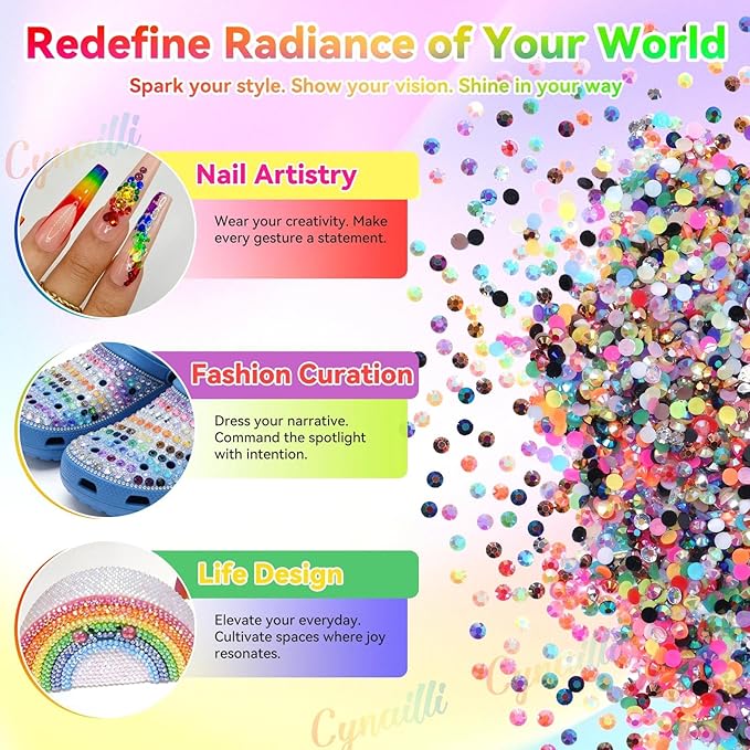 32000Pcs 3MM Colors Flatback Rhinestones for Bedazzling, Mix Sizes Jelly Resin Crystal Rhinestones Gems, Colorful Gems Bedazzling for Crafting DIY Face Makeup Crafts Tumblers