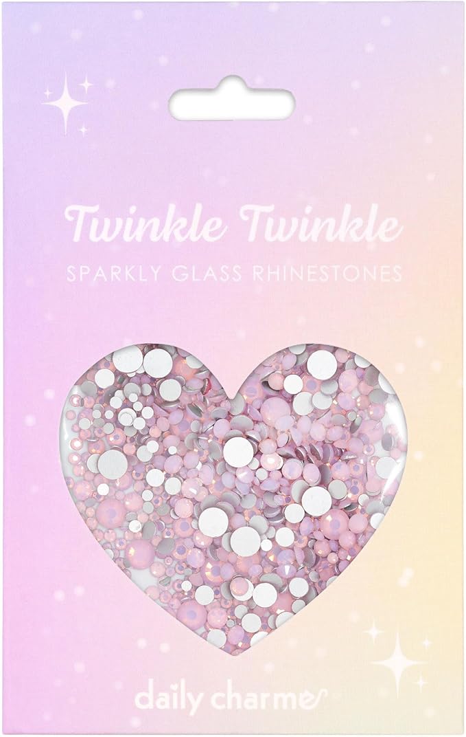 Daily Charme Twinkle Twinkle Round Flatback Crystal Rhinestone for Nail Art (Rose Opal), 1440 PCS, No-Hotfix, (1.4 mm - 4.7 mm), DIY and Salon
