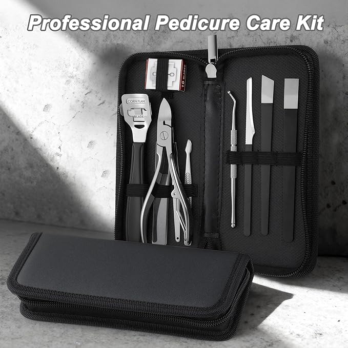 VOCOSTE Toenail Care Kit 10-Piece Ingrown Toenail Tools, Professional Grooming Set for Toe Nail Clipper, Foot Scraper, Callus Removal & Pedicure