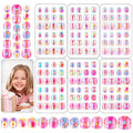 144 Pcs Small Holographic Press on Nails for Kids, Girls Fake Nails Mini False Nail Tips Pre Glue Full Cover Acrylic Nails for Girls Nail Art Decoration