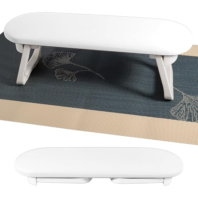 Diesisa Nail Arm Rest, Foldable PU Leather Nail Hand Rest For Manicure, with Soft Nail Mat for Table, Soft Hand Rest for Acrylic Nails/Nail Hand Pillow for Manicure Salon Use-white