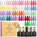 ROSALIND 30pcs Gel Polish Set, 26 Colors Neon Pastel Gel Nail Polish with 4Pcs Base Gel Top Coat Red Pink Orange Blue Four Seasons Colors Soak Off UV Gels Nail Gift for Women