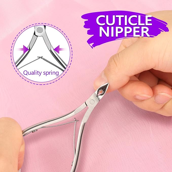 HNYYZL Manicure Kit - Nail File, Buffer, Cuticle Clipper, Pusher & Brush for Salon Nail Art