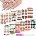 168 Pcs 12 Sheets Full Wraps Nail Polish Stickers Flower Print Self-Adhesive Nail Decal Strips with File Manicure Kits Colorful Flower Full Cover Decal Strips for Women DIY Decoration(Simple Style)