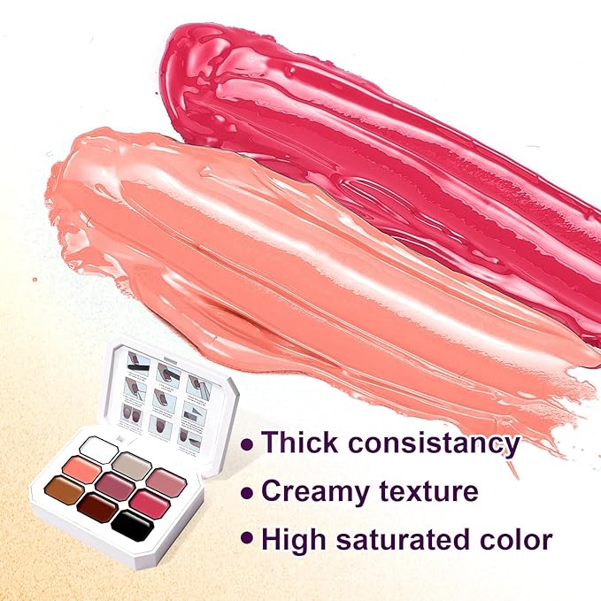Gradient Painting Gel Set, 9 Colors Ombre Gel Nail Polish with 6 Aurora Multi-Purpose Brushes for Ombre Nails Aura Nails French Manicure Soak Off UV B Nude Rose Chroma