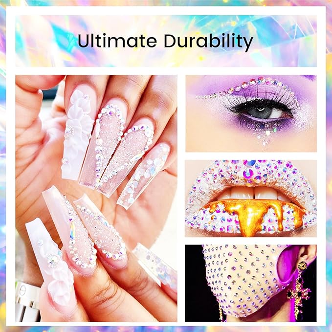 Novani Rhinestones 3000Pcs Flatback Crystal Round Loose Gemstones Glass Rhinestones for Crafts Makeup Nail Art Clothes Shoes DIY Decorations(SS10, 2.7-2.9mm,Transparent)