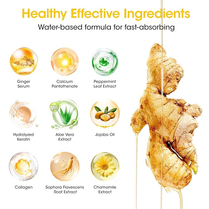 GELLEN Pro Care Ginger Nail Strengthener, Ginger Serum Treatment, 8-IN-1 Air Dry Clear Nail Repair Growth Strengthener Calcium Keratin Nourish for Thin Damaged Nails Growth & Post-Removal Repair