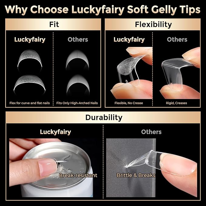 Square Nail Tips: 504pcs Soft Gel Extra Short Press on Nails, 12 Sizes XS Full Cover Clear XXS Extra Small Square Gel Nail Tips for Nail Extension DIY Home