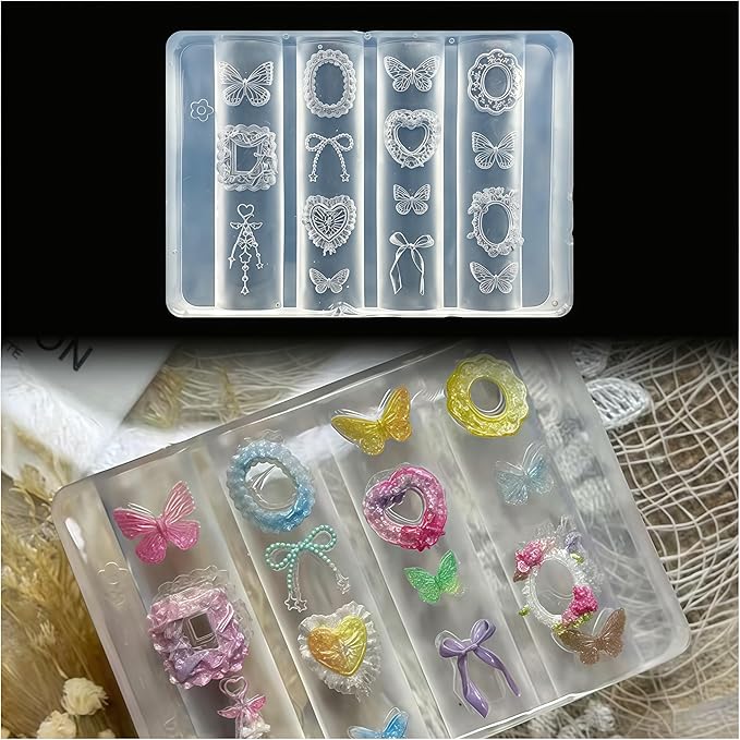 3D Lace Gel Nail Art Mold Arts Resin Butterfly Molds for Accessories Supplies Laces Photo Frame Silicone Tools Nails Style
