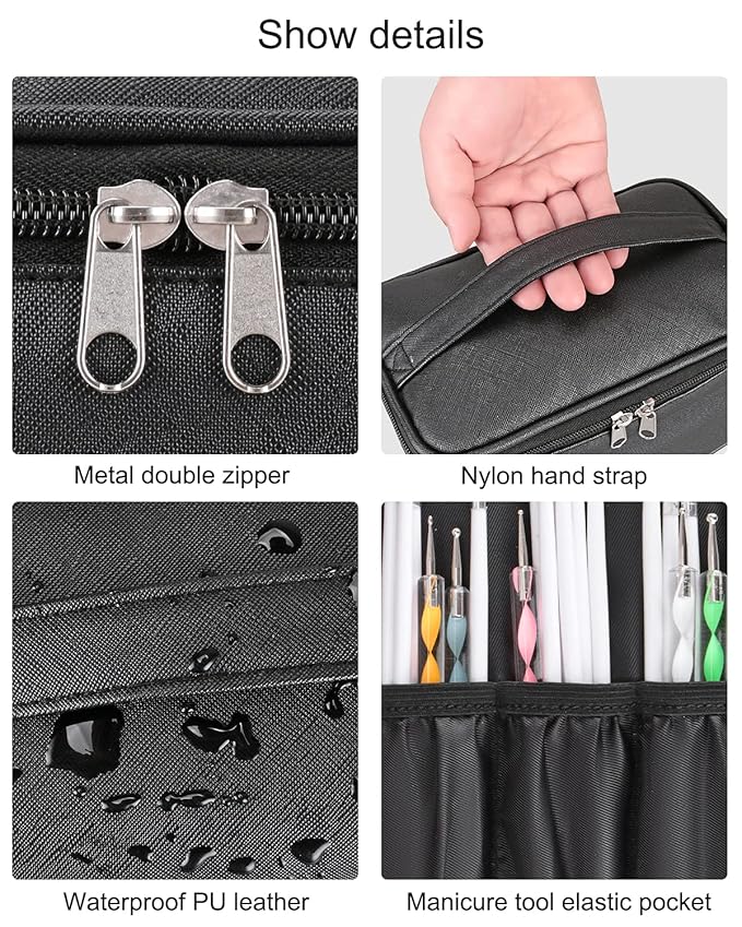 Nail Polish Bag Nail Art Set Organizer Nail Polish Travel Case Nail Tool Bag With Compartment Gift for Women (black)