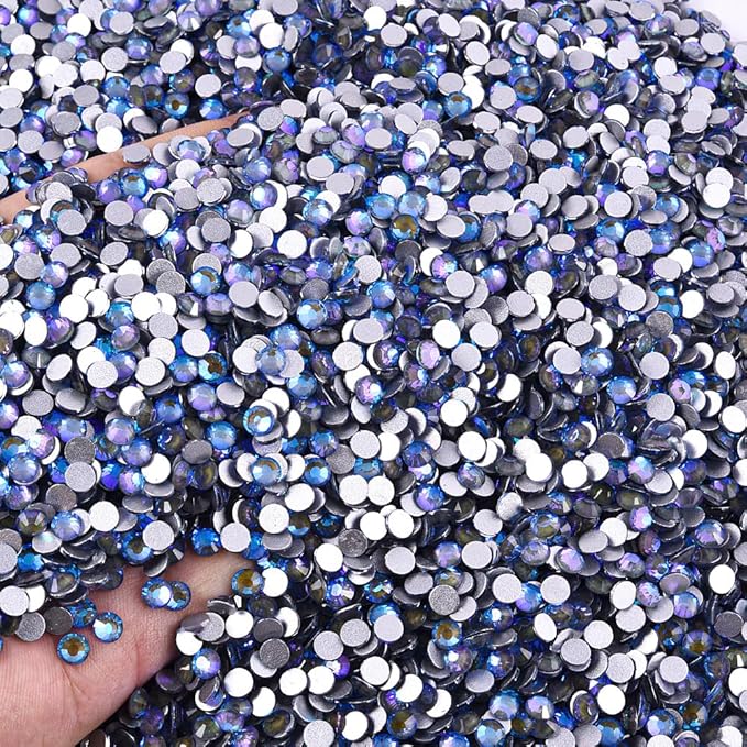 Blinginbox Rhinestones for Crafting,Flatback Rhinestones Glass Gems Stones Round Gemstones Non-Hotfix Crystal for Crafts Nail Decoration,Galaxy Sky Crystal(2.7-2.9mm) SS10/1440pcs