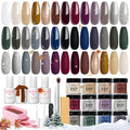 AZUREBEAUTY Dip Powder Nail Kit Starter 20 Colors Glitter Dark Green Grey Purple Fall Winter 31 Pcs Dip Powder Liquid Set with Top/Base Coat Activator for French Nails Art Manicure DIY Salon Gift