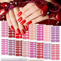 DANNEASY 16 Sheets Solid Color Nail Polish Strips Glitter Nail Wraps Gel Nail Strips Self Adhesive Nail Polish Stickers for Women Fingernails Nail Art Accessories with File, Cuticle Stick
