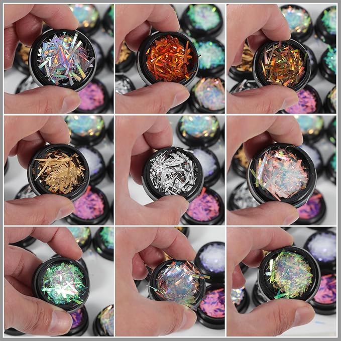 DANNEASY 12 Boxes Holographic Foil Paper, Laser Metallic Nail Foils Broken Glass Cellophane Nail Art Foil Sheets Aurora Nail Art Stickers Decals for Nails Supplies DIY Salon