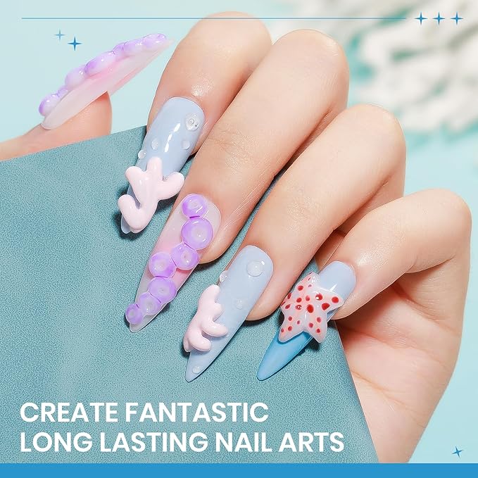 3D Nail Gel Sculpting Gel Non Stick Hand Solid Builder Gel for Nails Extension Sculpting Modeling with Chrome Powder for Carving Patterns Decoration Home Manicure DIY for Women