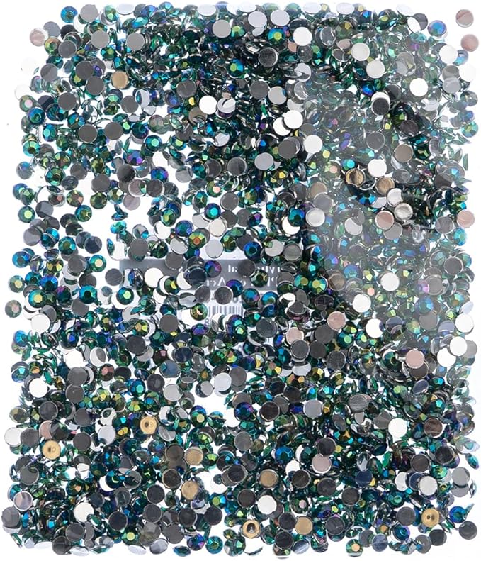 John Bead 2000 Pieces 4mm (SS16), Green AB, Acrylic Round Flat Back Rhinestones for Jewelry Making, DIY Crafts, Nail Art, Face Makeup, Clothes