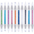 Maitys 10 Pieces Dual Tipped Silicone Nail Tools Nail Sculpture Pen Brushes Rhinestone Nail Polish Acrylic Carving Pen Silicone Head Manicure DIY Brush Dotting Tools Kit for Home Salon