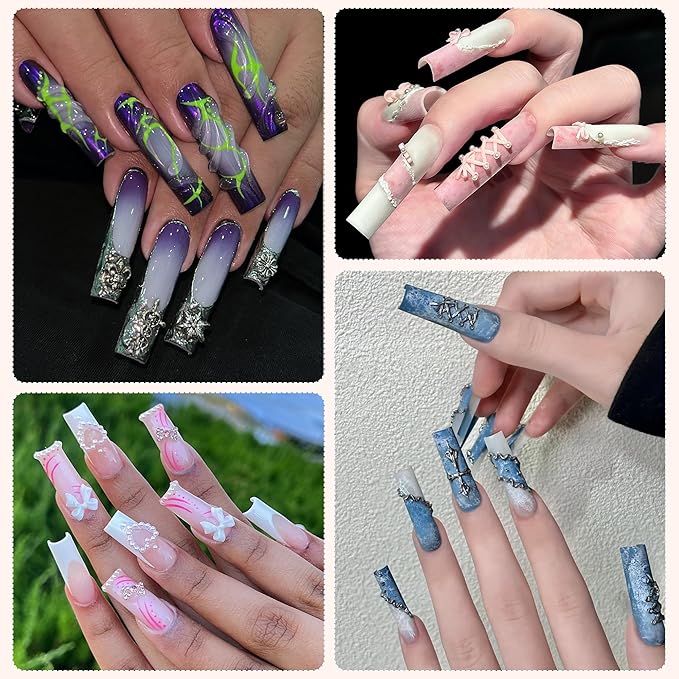 240Pcs Soft Gel Nail Tips, Long Square Clear Full Cover Fake Nails, XXL Acrylic Nail Extensions Kit, Clear Press On Nails Tips for Home DIY & Beginner, 12 Sizes