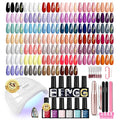 PHOENIXY 58 PCS Gel Nail Kit, 40 Colors Gel Nail Polish Kit with U V Light and Drill 5 Pcs Base Glossy Matte Glitter Top Coat White DIY at Home Nail Salon Art Kit Gift for Women