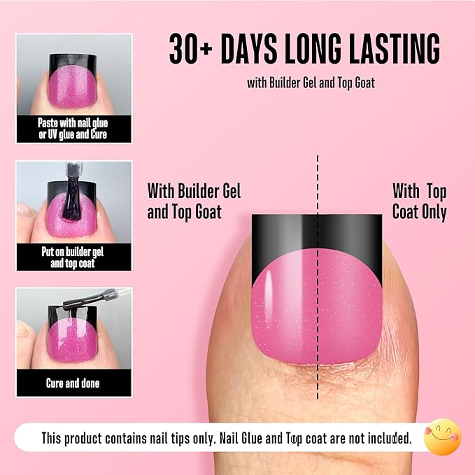 NOVO OVO Halloween Black French Tip Toe Nail Tips Press on, ROSE PINK Sharp Square Pre-Designed Soft Gel False Toenail Extension, Medium Wide Fake Toenails, Full Cover Acrylic for DIY 15 Sizes 240 pcs