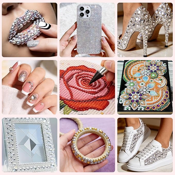 14 Pcs Rhinestone Picker Tool Nail Art Design Bedazzling Dotting Tool Rhinestone Applicator Diamond Jewel Gem Picker Tool With Wax Pencil and 2 Nail Art Tweezers