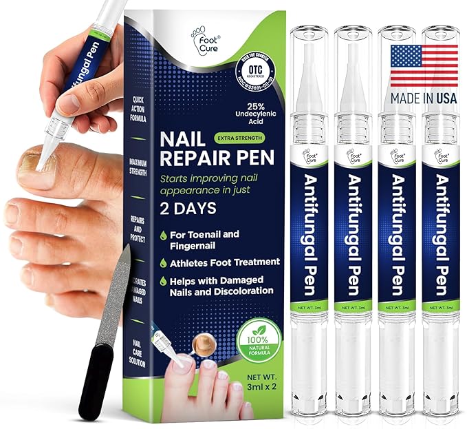 Footcure Antifungal Nail Treatment Pen – Extra Strength Toenail Fungus Treatment, 25% Undecylenic Acid for Toenails & Fingernails, Nail Fungus Repair Pen with Tea Tree & Oregano Oil, Made in USA