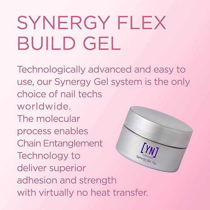 Young Nails Synergy Gel System, Building Gel - Hard Builder Gel, Superior Adhesion & Strength, Structured Nail Gel Builder - Flex Gel, Clear, 15g