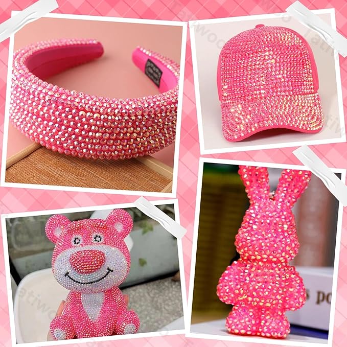 20000Pcs Dark Pink Flatback Jelly Resin Rhinestones for Bedazzling, Mix Sizes Crystal Rhinestones Gems, Pink Gems Bedazzling for Crafting for DIY Face Makeup Crafts Tumblers