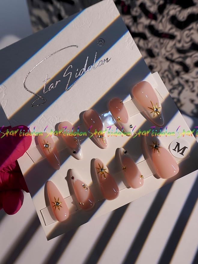 HAND-PAINTED White Press Ons Neon Small Press on Nails Long French Press on Nails Coffin Medium Short Nail art Fake Nail Art Kit with 7g Glue on Nails Handmade Almond Square Nails (TJ-2, Medium)