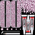 Resin Rhinestones for Crafting with B7000 Jewelry Glue, 2 Boxes Light Pink Flatback Crystals with 3Pcs 10ml Glue for Bedazzling Crafts DIY Nail Art Makeup, Gems for Clothing Shoes
