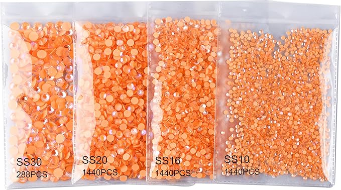 BLINGINBOX Flatback Rhinestones Round Gems, 288pcs Luminous Series Glass Stone Neon Gems Non Hotfix Crystal Rhinestones for Nail Charms Crafts Clothes Tumblers,Living Coral AB Luminous,SS30.