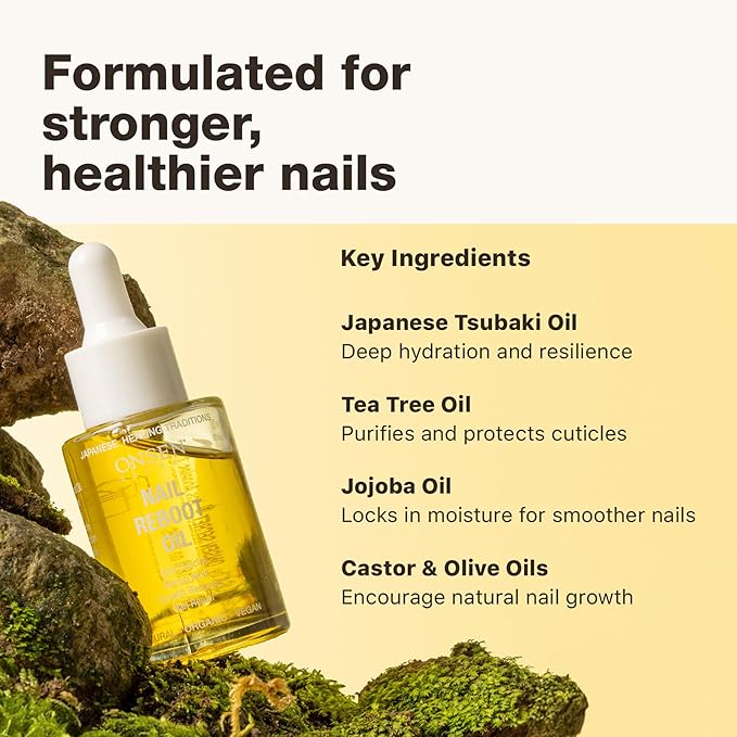 Onsen Secret Nail & Cuticle Repair Oil (2x35ml) - Dry Oil Formula - Japanese Tsubaki, Tea Tree & Jojoba - Strengthens Nails, Repairs Cuticles, Hydrates Skin & Hair - Natural & Vegan
