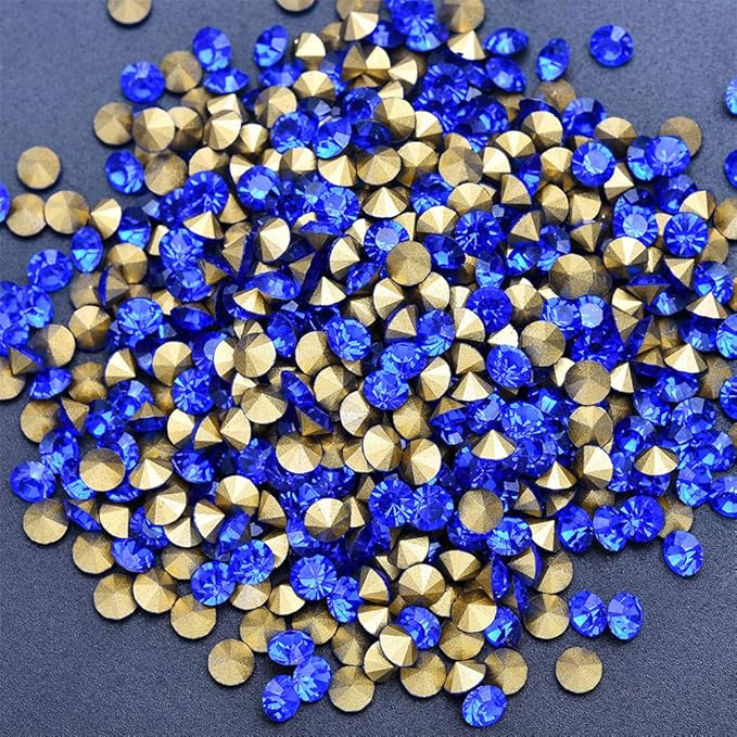 1440pcs Rhinestones Round Point Back Crystal Gem Glass Diamante Rhinestones Nail Art Decoration Jewelry Finding Beads Craft Gems (RoyalBlue, 3mm)