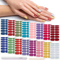 DANNEASY 16 Sheets Glitter Solid Color Nail Polish Strips Self Adhesive Nail Stickers Full Nail Wraps Nail Strips for Women Nail Art with 1pc Nail File, Cuticle Stick (Mix Color)