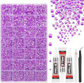 33000Pcs Light Purple AB Resin Jelly Rhinestones for Bedazzling, 2-6mm Flatback Gems for Diamond Art, Bedazzler Kit with 3Pcs 10ml B7000 Jewelry Glue for Crafting Crafts Nail Art