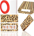 71 Pcs Empty Press on Nails Packaging Box 35 Pcs White Background Papers and 1 Double Sided Tape, Empty Nail Package Box Set for Press on Nail Business(Brown Leopard)